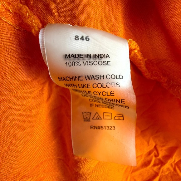 Vince Camuto Maxi Dress Womens Medium Orange Summer Ruffled Strap Beachy - Picture 5 of 5